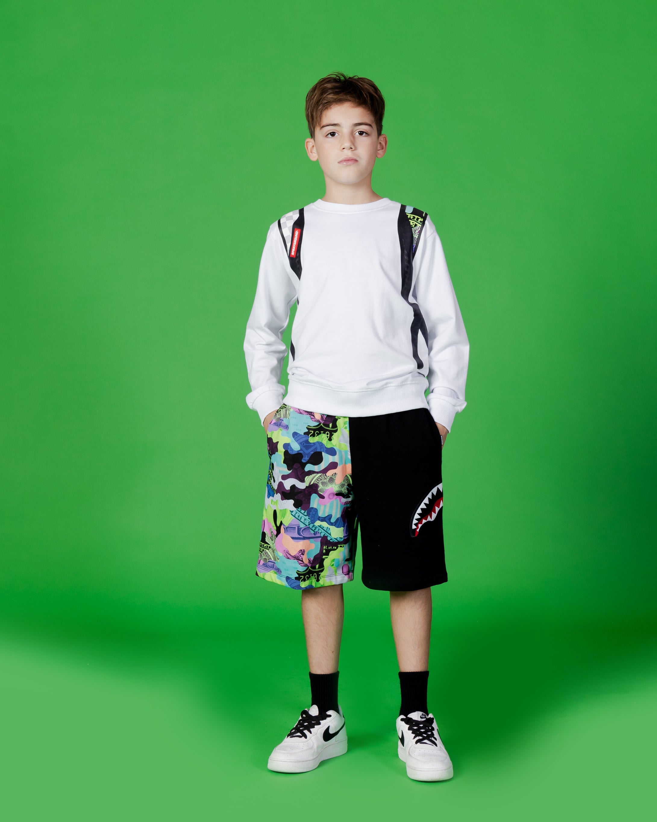 Image of Юношески Къс панталон SPRAYGROUND CAMO 100 SPLIT SHORTS - Ballistic-sport