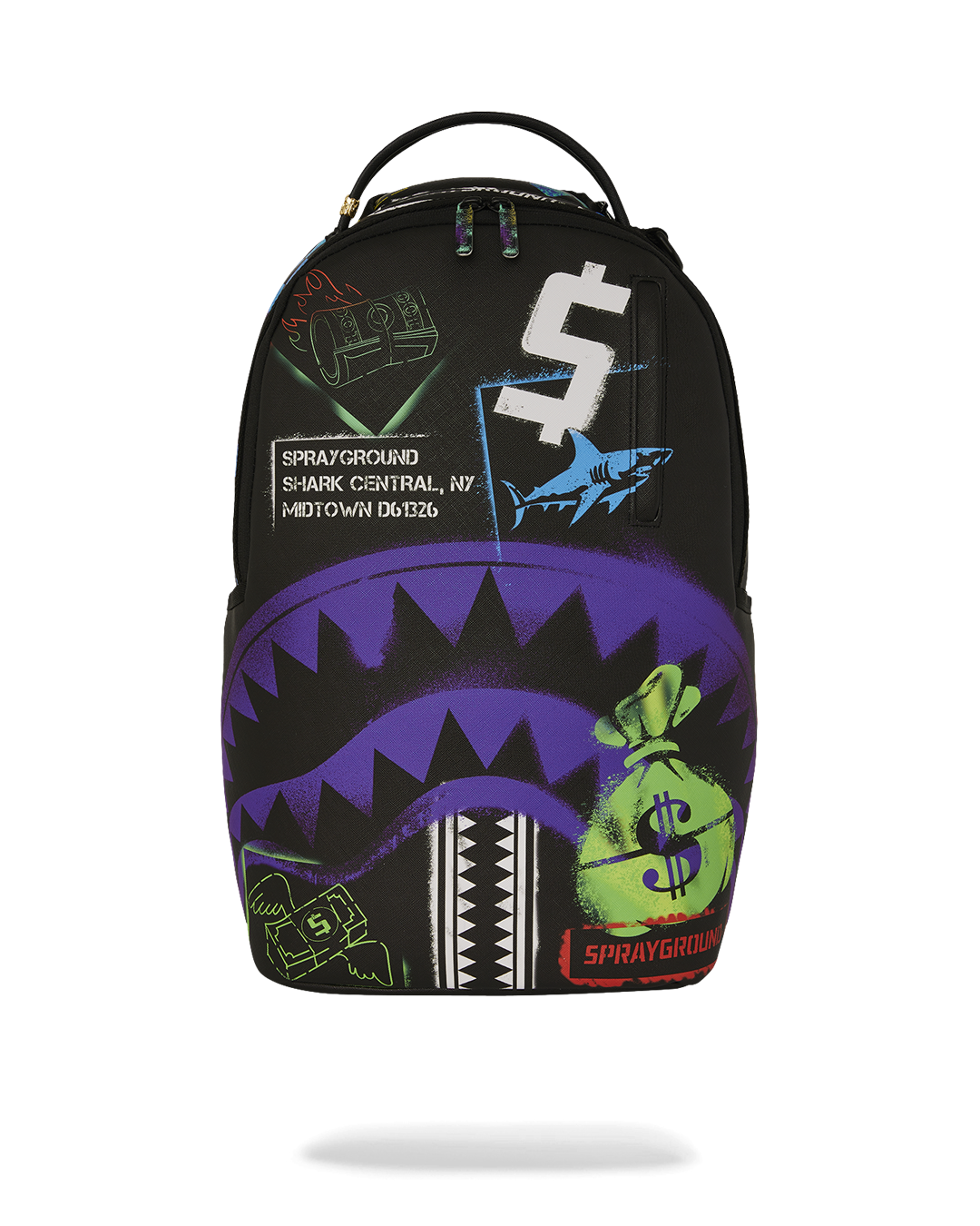 Унисекс Раница SPRAYGROUND SHARK CENTRAL STENCILS- BLACK DLXSV BACKPACK