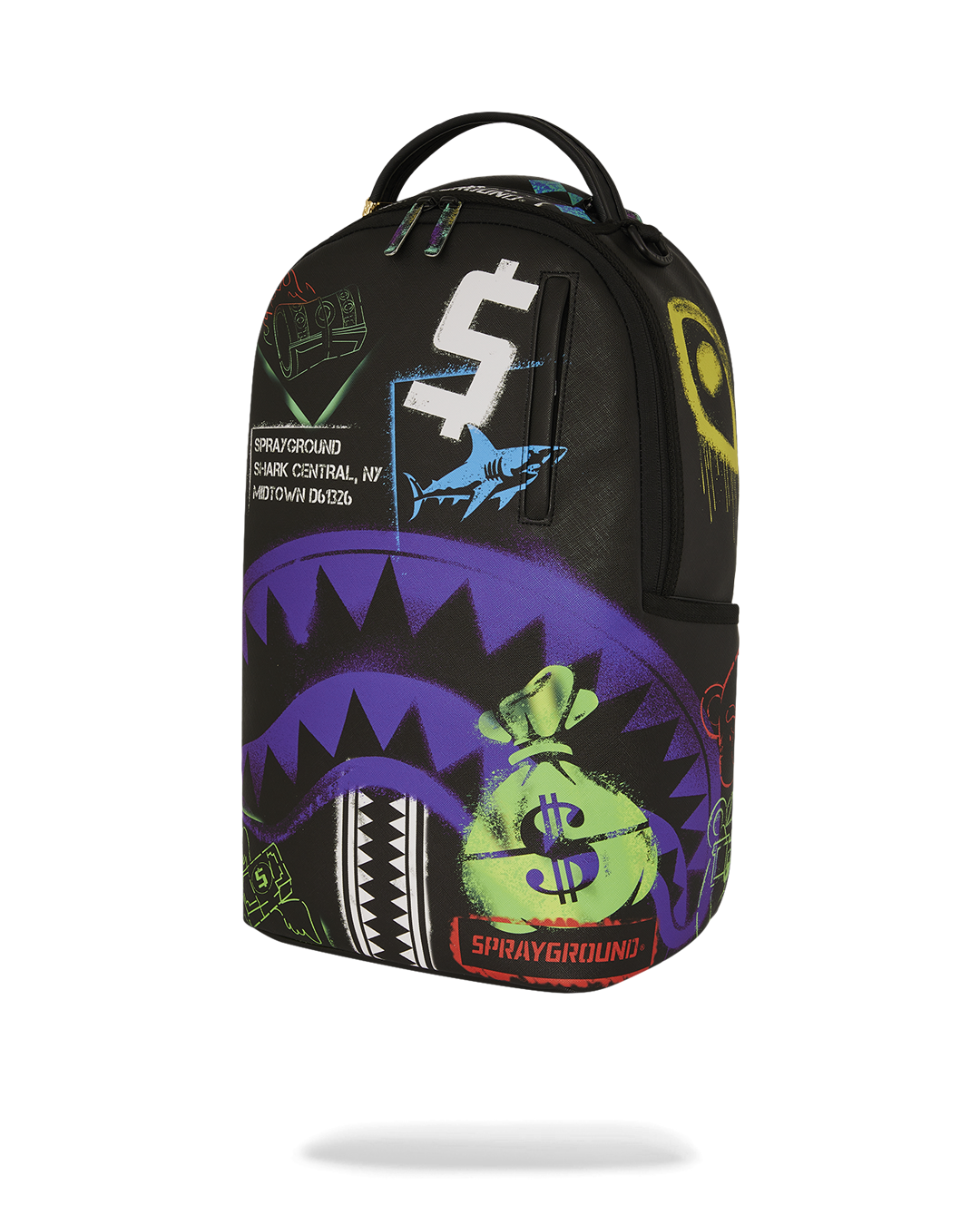 Image of Унисекс Раница SPRAYGROUND SHARK CENTRAL STENCILS- BLACK DLXSV BACKPACK