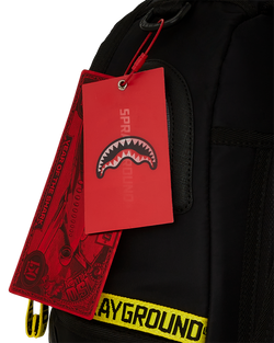 Image of Унисекс Раница SPRAYGROUND SHARK CENTRAL YELLOW TAPE DLX SATIN BACKPACK