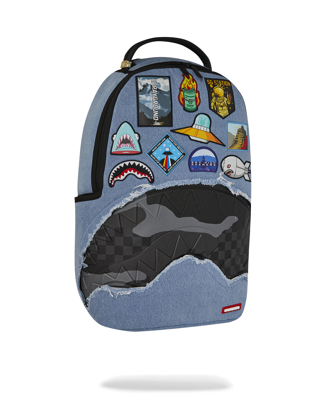 Image of Унисекс Раница SPRAYGROUND DENIM TEAR 3 AM PATCHES BACKPACK