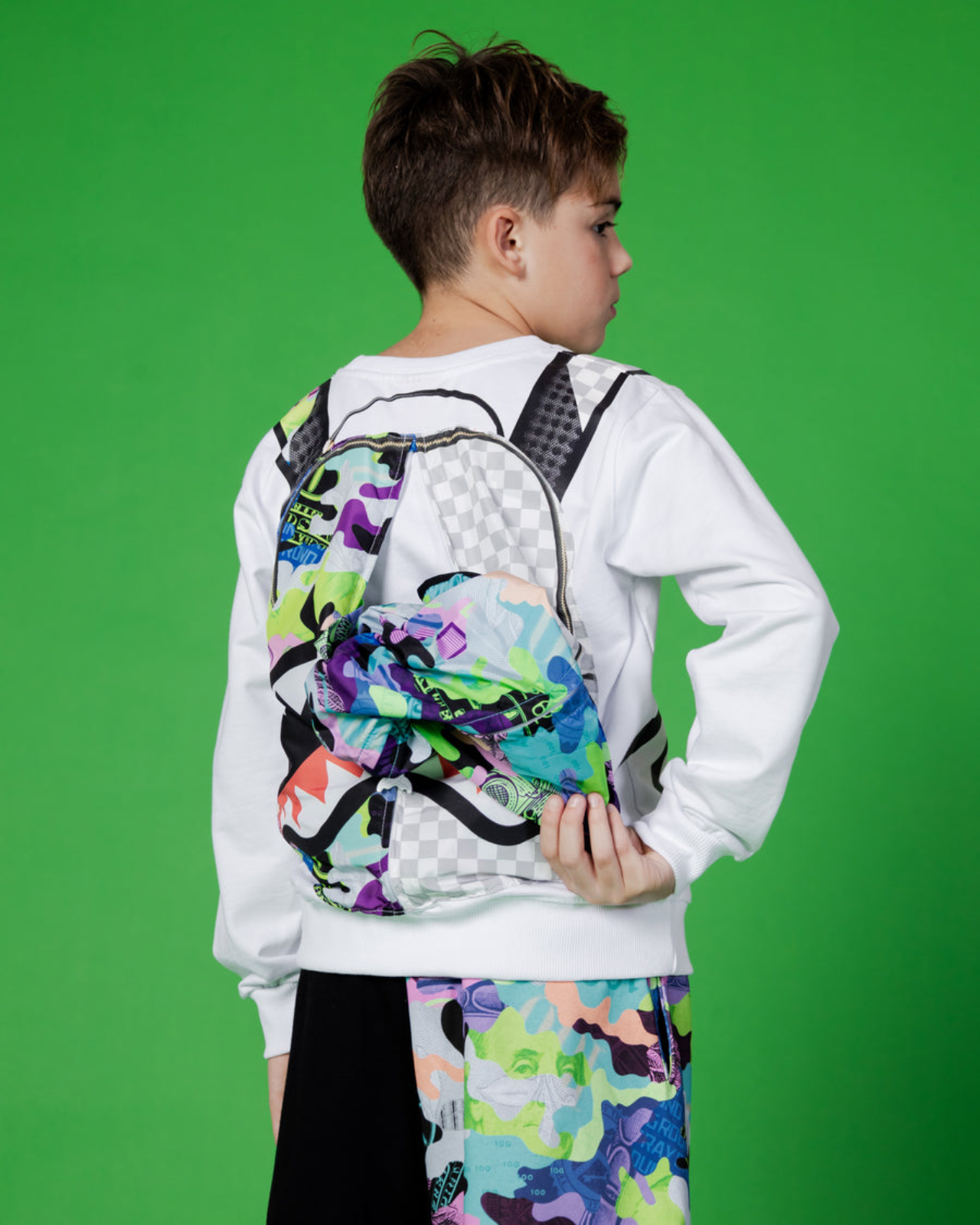 Image of Children's Sweatshirt SPRAYGROUND CAMO 100 BACKPACK IN CREW
