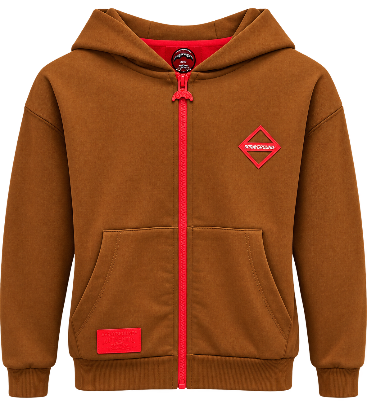 Image of Детски Суитчър SPRAYGROUND TOUCH OF RED OVER FULL-ZIP HOODIE BRWN