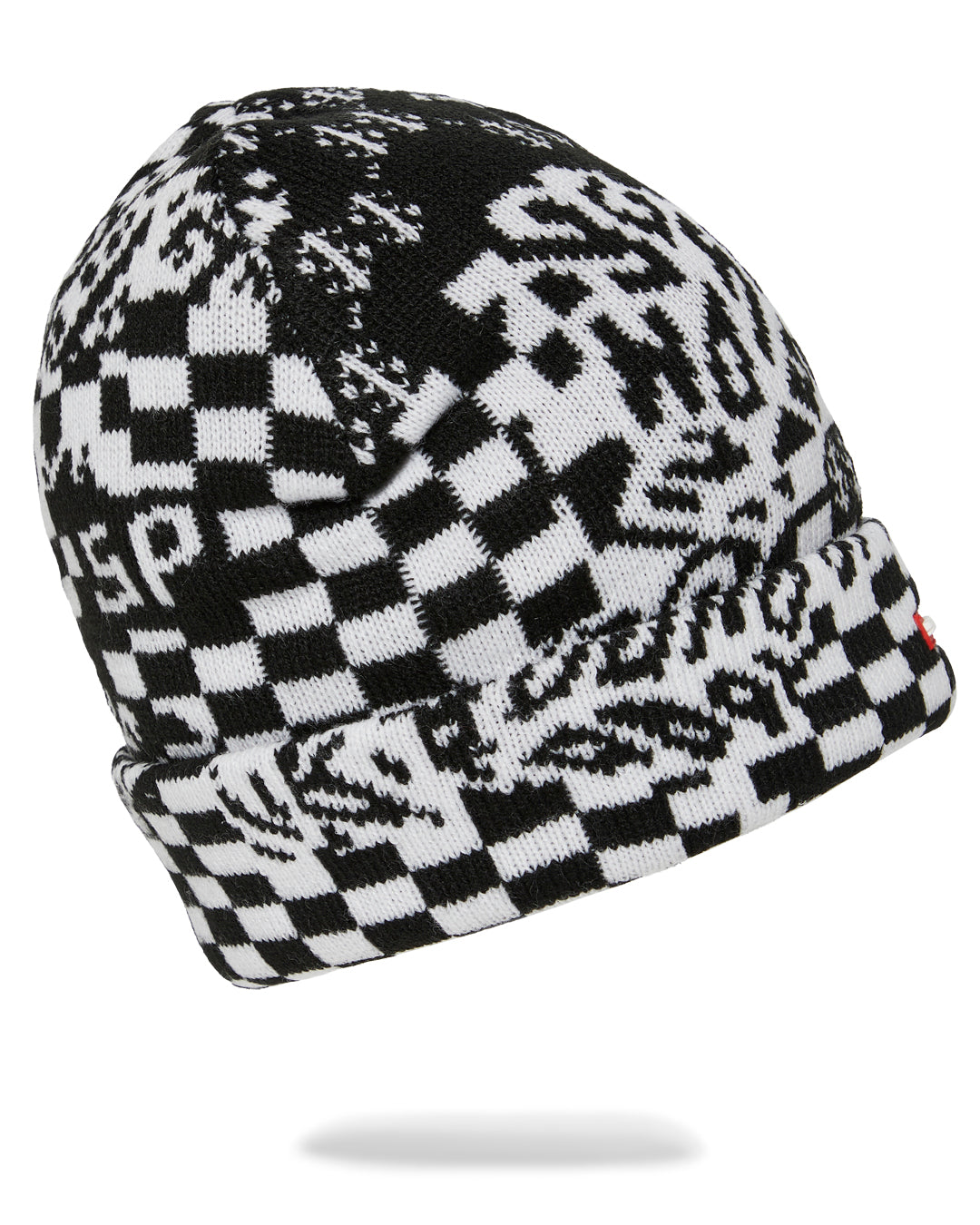 Image of Унисекс Шапка SPRAYGROUND BLACK AND WHITE WARP CHECK BEANIE