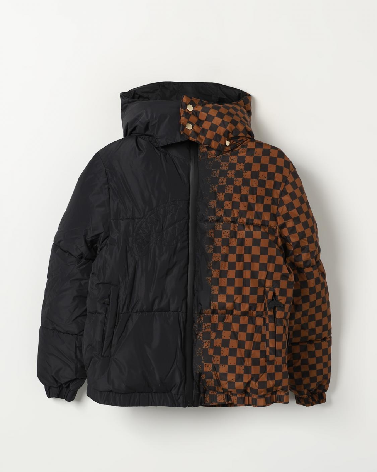 Image of Детско Яке SPRAYGROUND BLACK SPRAY CHECKERED DOWN JACKET