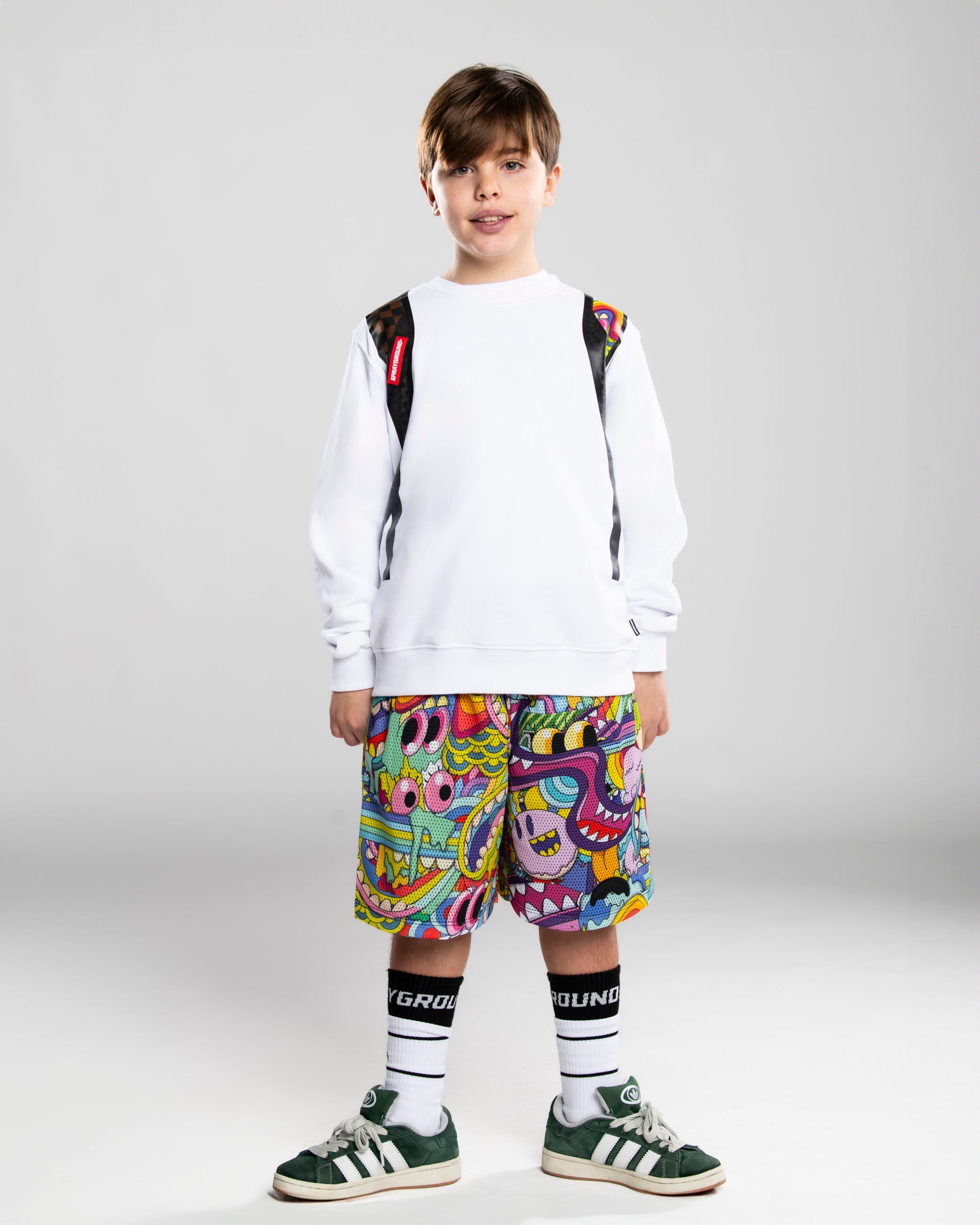 Image of Children's Jacket SPRAYGROUND LUCID DREAMS JELLY WORLD FIXES BACKPACK IN THE CREWNECK