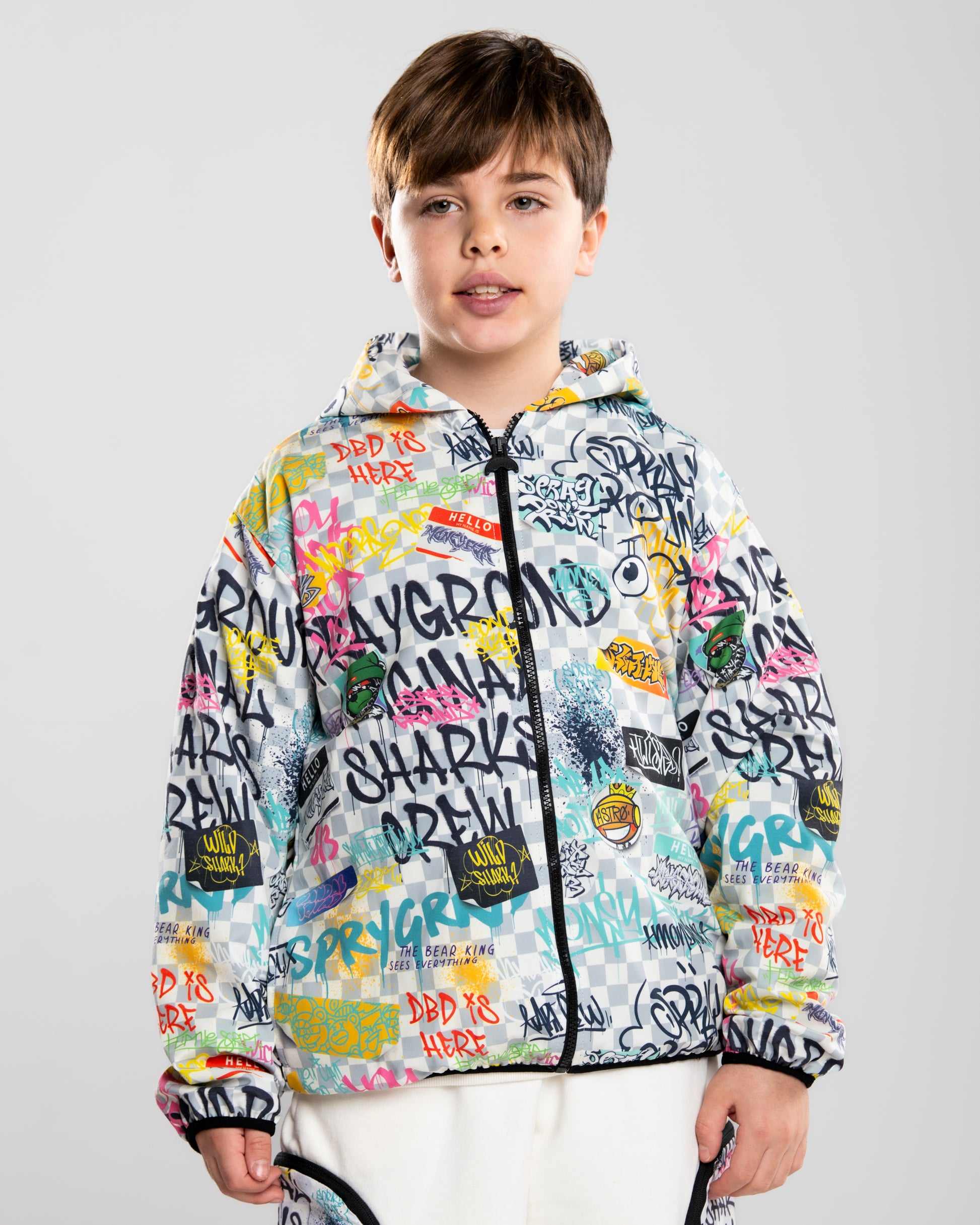 Детско Яке SPRAYGROUND TAGGED SHARKS IN THE RIZZ NYLON JACKET