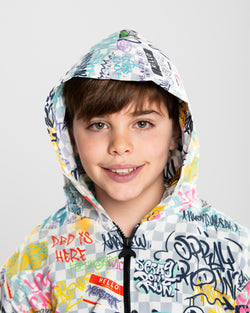 Image of Детско Яке SPRAYGROUND TAGGED SHARKS IN THE RIZZ NYLON JACKET