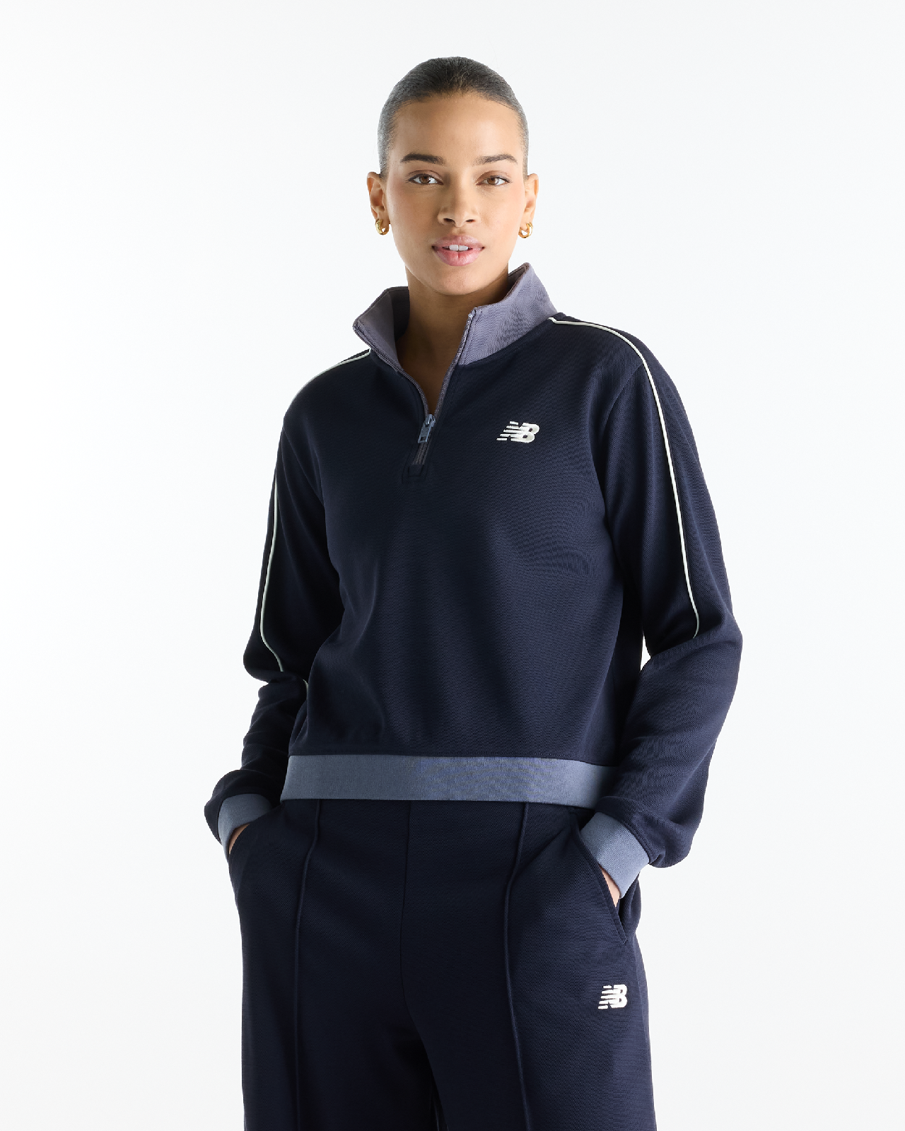Image of Дамски суитшърт NEW BALANCE SHIRT SPORT LEGACY PIQUE 1/4 ZIP