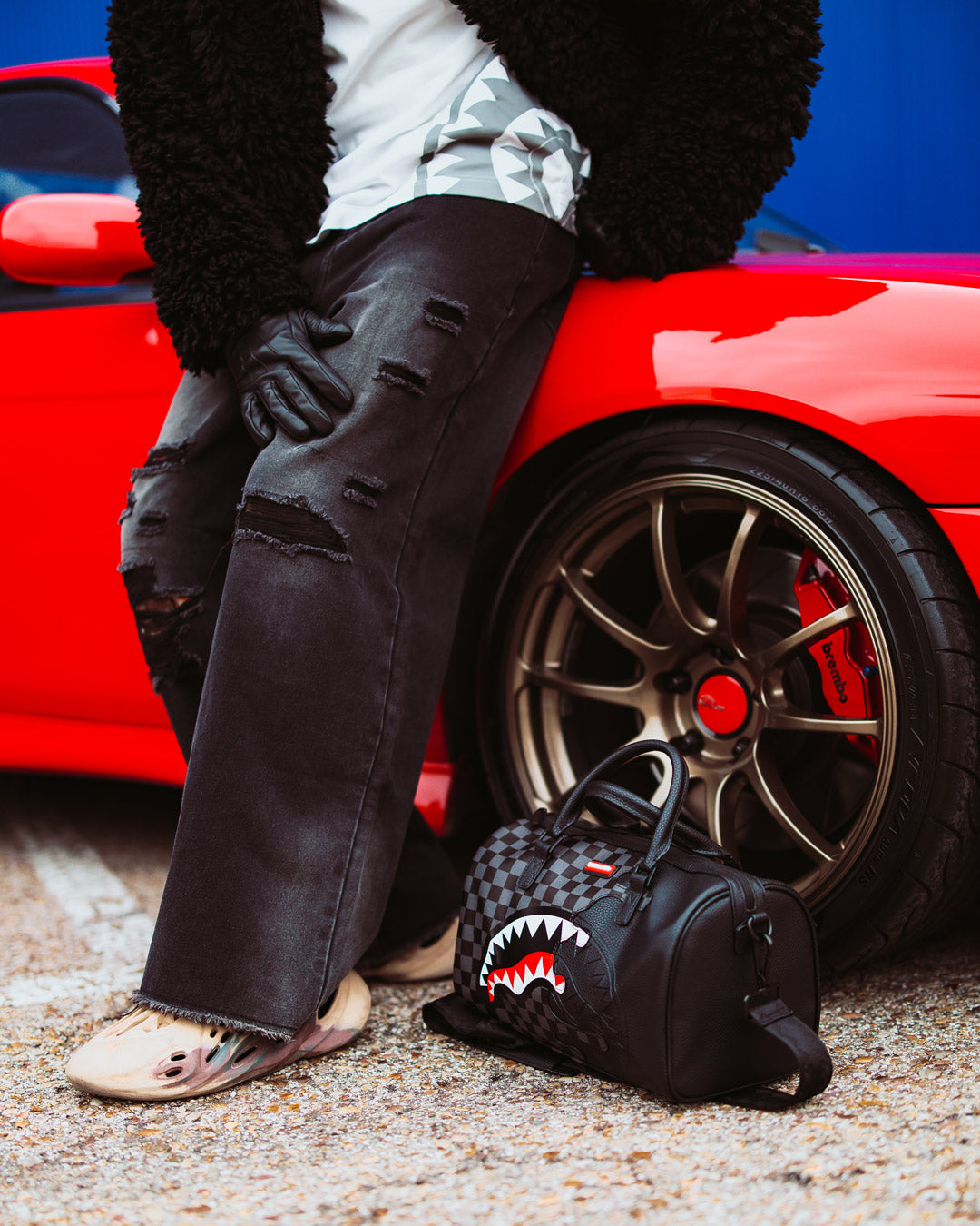 Image of Unisex Bag SPRAYGROUND UNFINISHED SHARK MINI DUFFEL