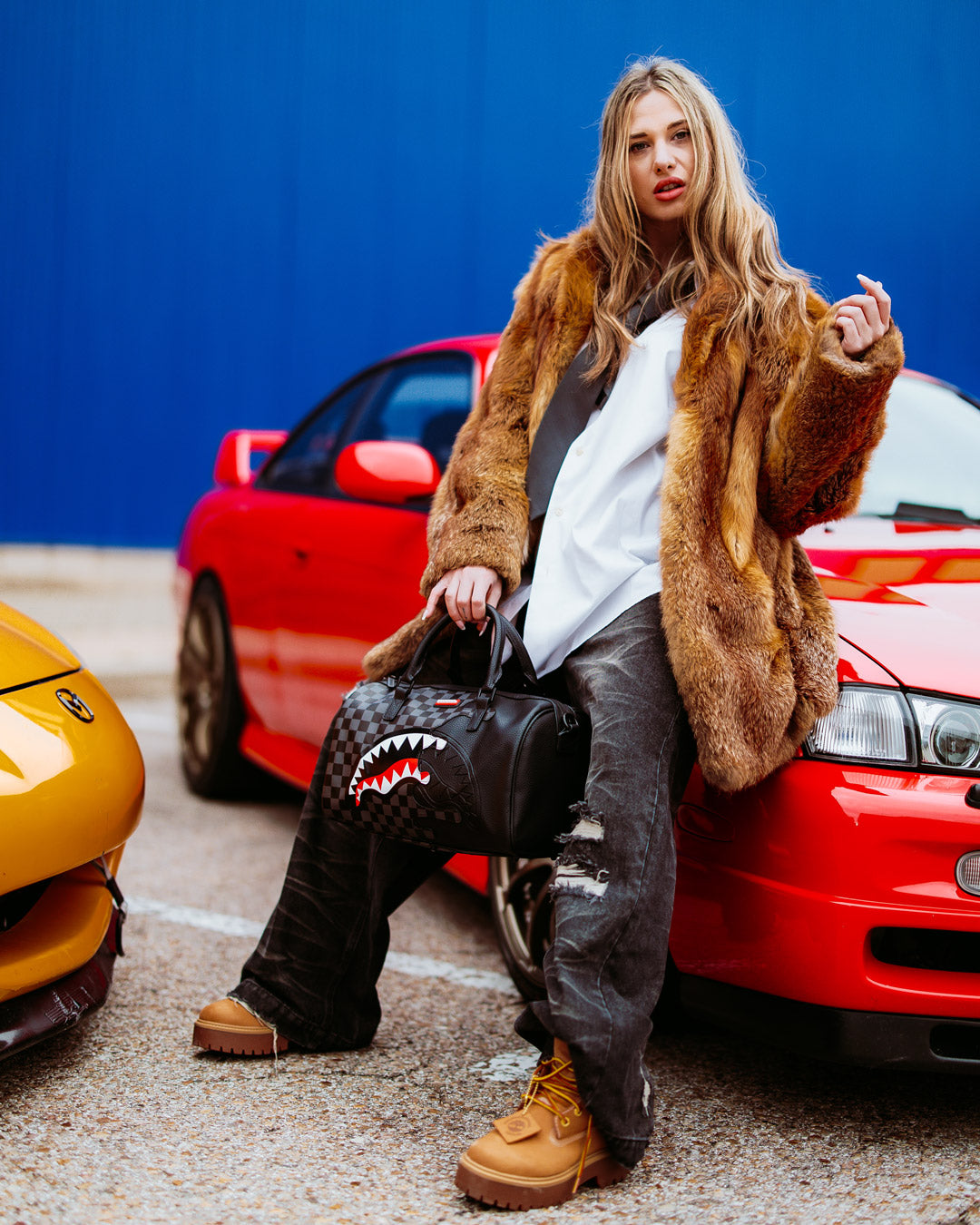 Image of Unisex Bag SPRAYGROUND UNFINISHED SHARK MINI DUFFEL