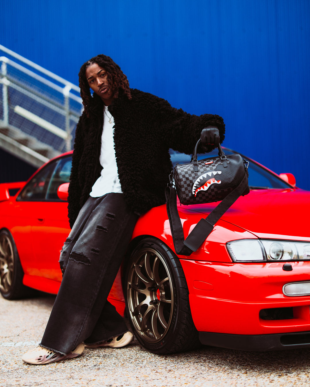 Image of Unisex Bag SPRAYGROUND UNFINISHED SHARK MINI DUFFEL