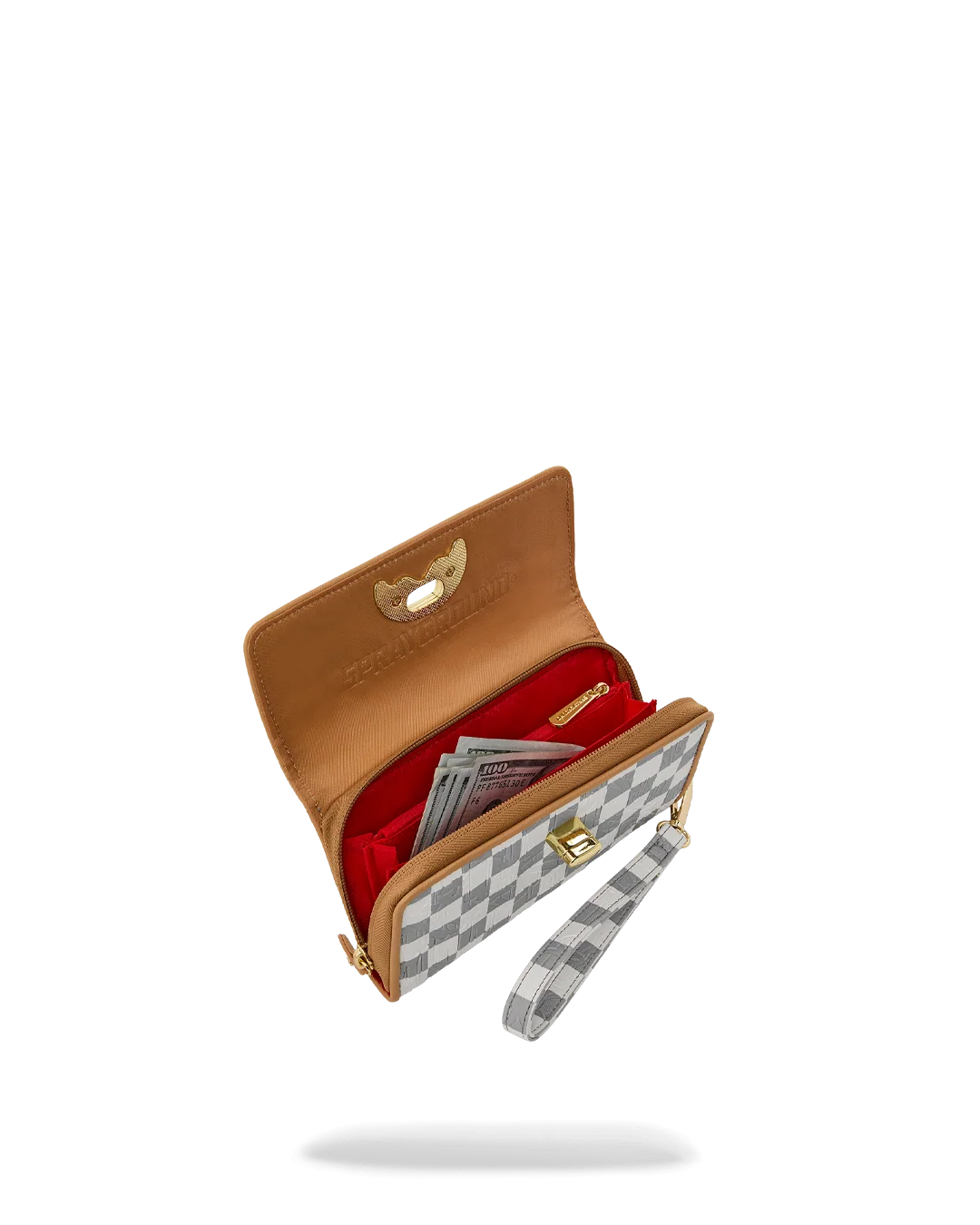 Image of Унисекс Портмоне SPRAYGROUND EMBOSSED CREAM CHECK CLUTCH