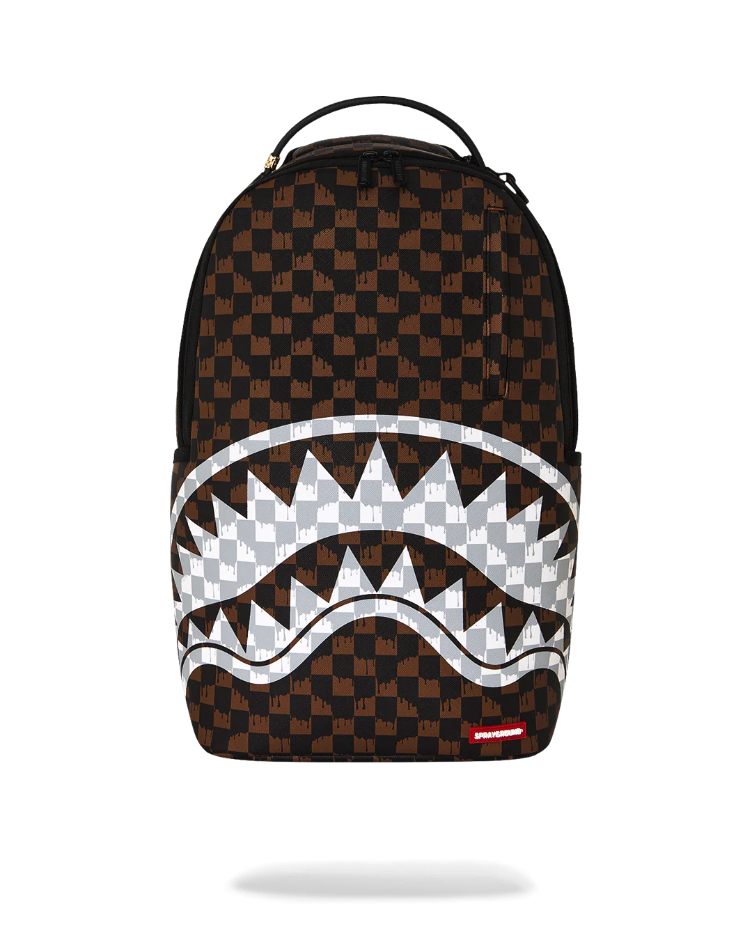 Image of Унисекс Раница SPRAYGROUND BROWN AND CREAM DRIP CHECK SHARK BACKPACK