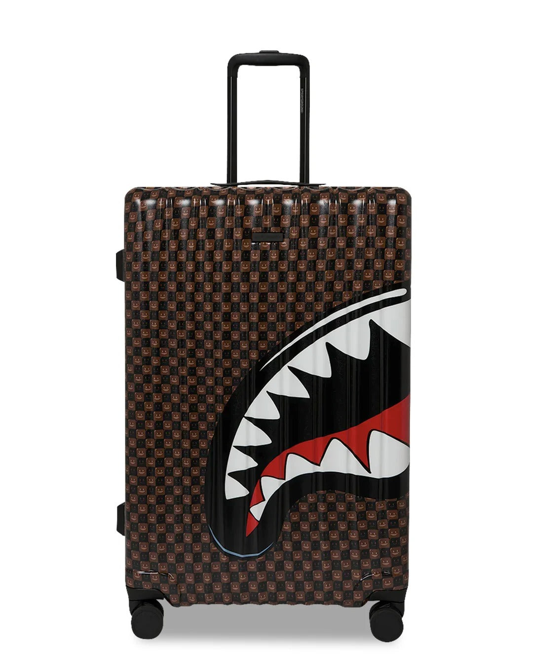 Image of Унисекс Куфар SPRAYGROUND SHARKS IN PARIS WTF BUBBLE BROWN CHECK FULL-SIZE LUGGAGE