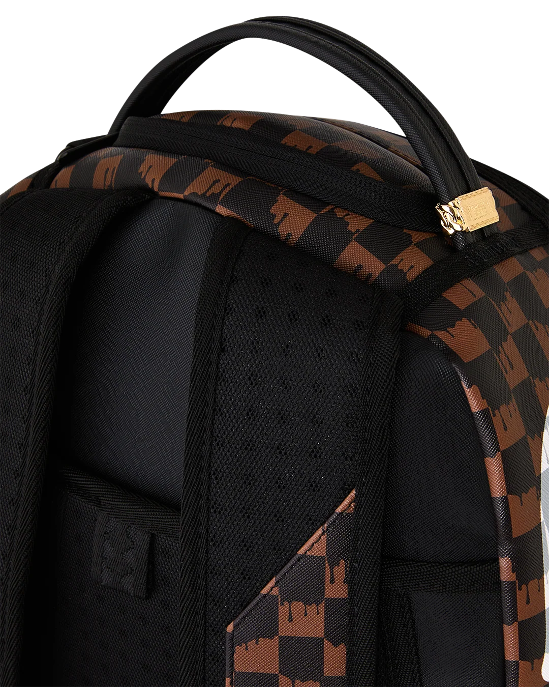 Image of Унисекс Раница SPRAYGROUND BROWN AND CREAM DRIP CHECK SHARK BACKPACK