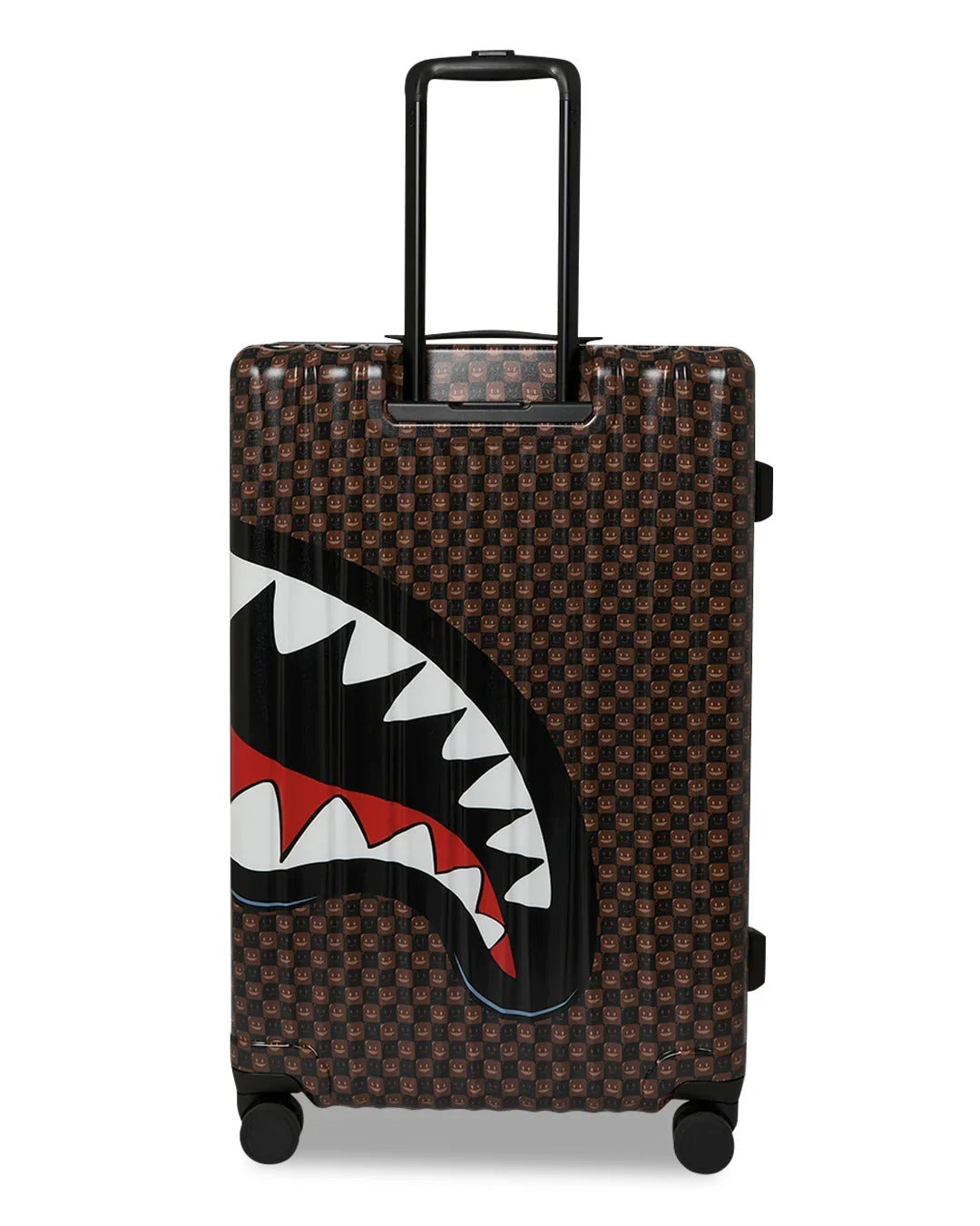Image of Унисекс Куфар SPRAYGROUND SHARKS IN PARIS WTF BUBBLE BROWN CHECK FULL-SIZE LUGGAGE