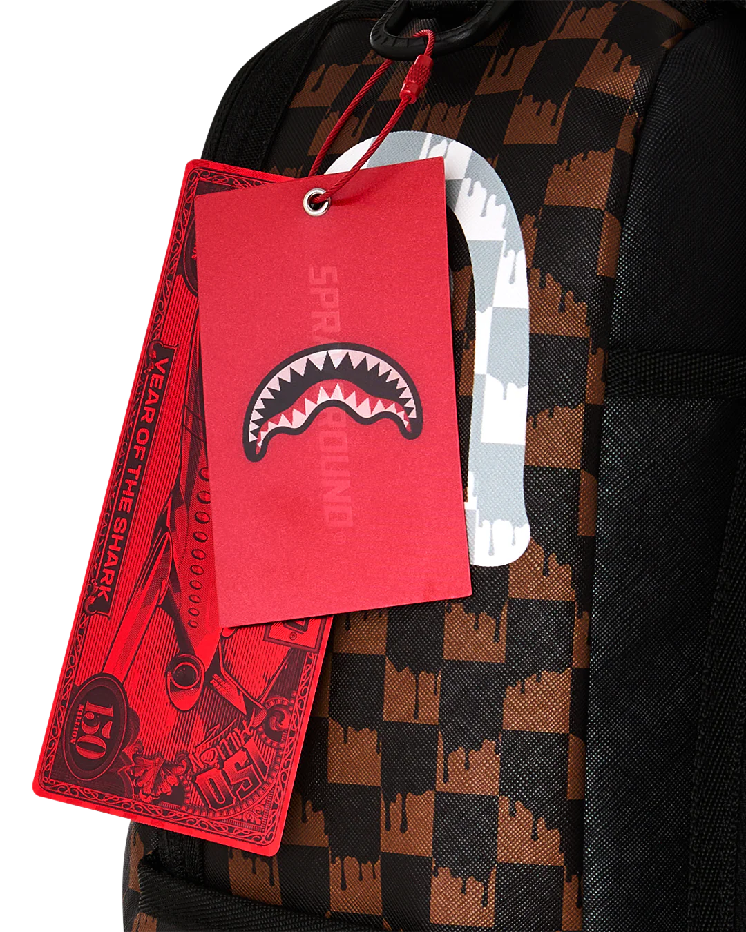 Image of Унисекс Раница SPRAYGROUND BROWN AND CREAM DRIP CHECK SHARK BACKPACK