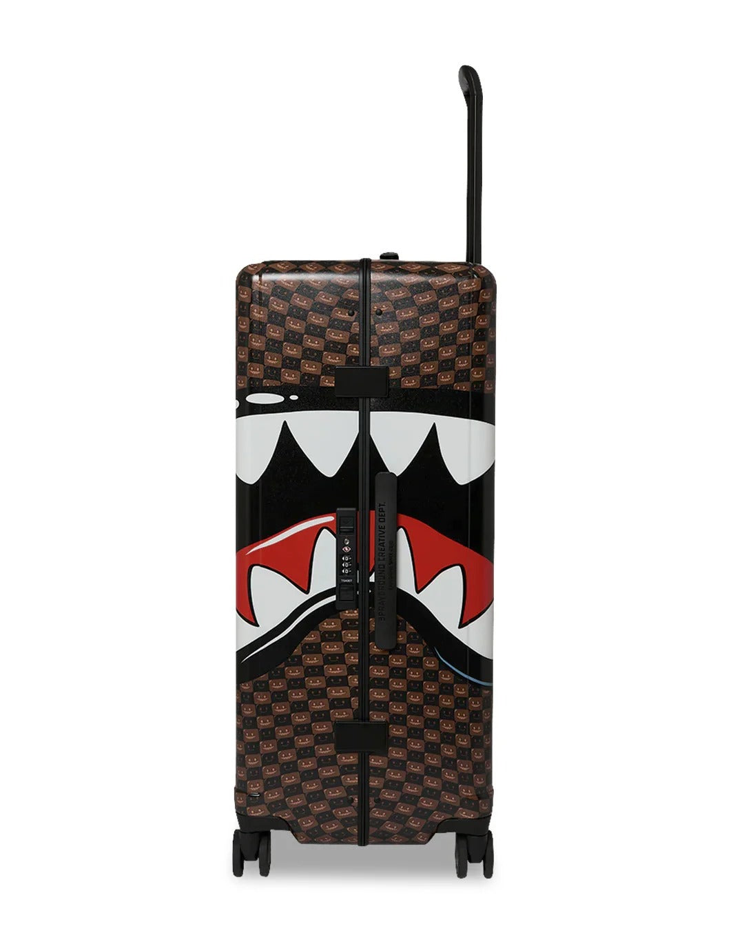 Image of Унисекс Куфар SPRAYGROUND SHARKS IN PARIS WTF BUBBLE BROWN CHECK FULL-SIZE LUGGAGE