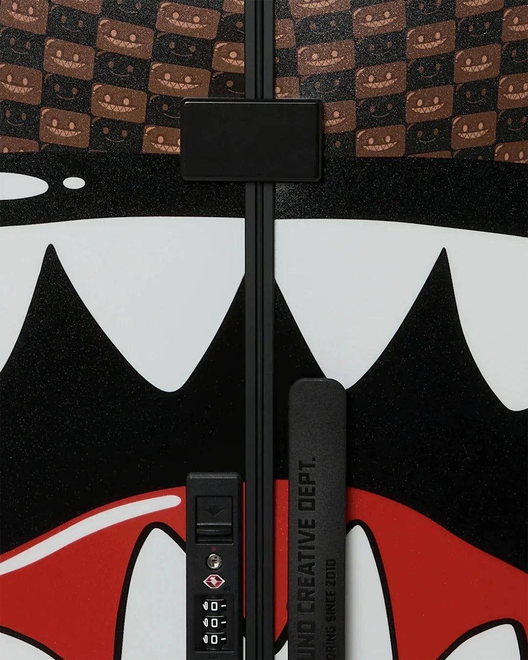Image of Унисекс Куфар SPRAYGROUND SHARKS IN PARIS WTF BUBBLE BROWN CHECK FULL-SIZE LUGGAGE