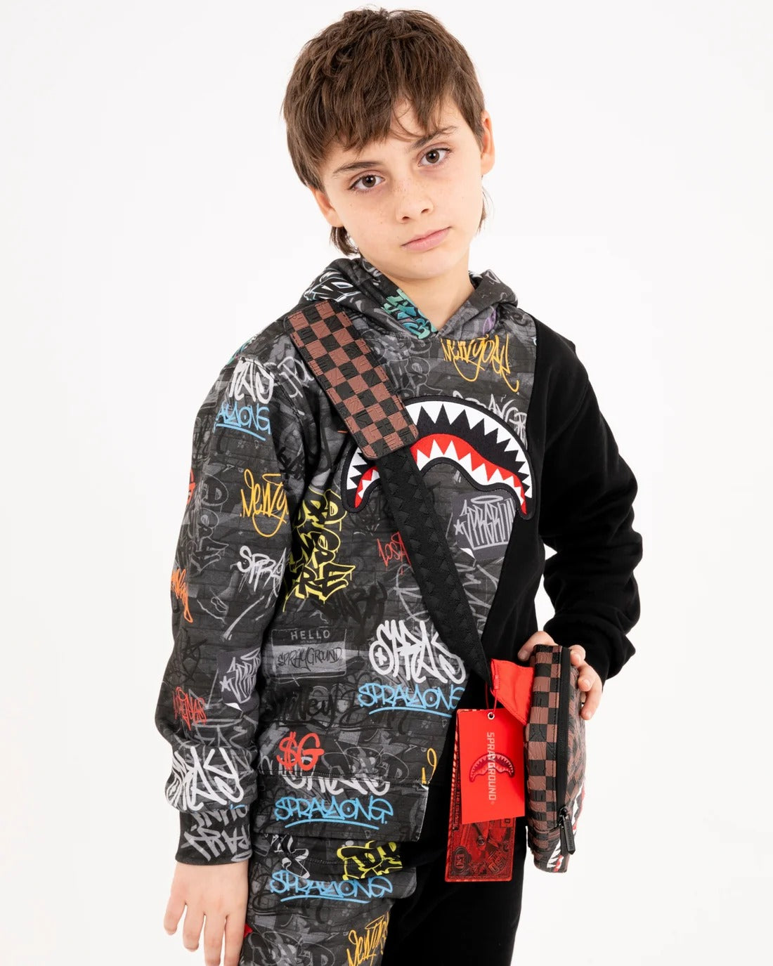 Image of Детски Суитшърт SPRAYGROUND DIAGONAL CUT GRAFFITI REGULAR HOODIE