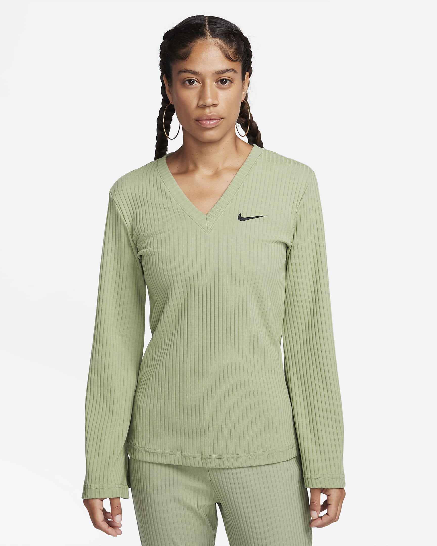 Image of Дамска блуза NIKE W NSW RIB JRSY LS VNK TOP - Ballistic-sport