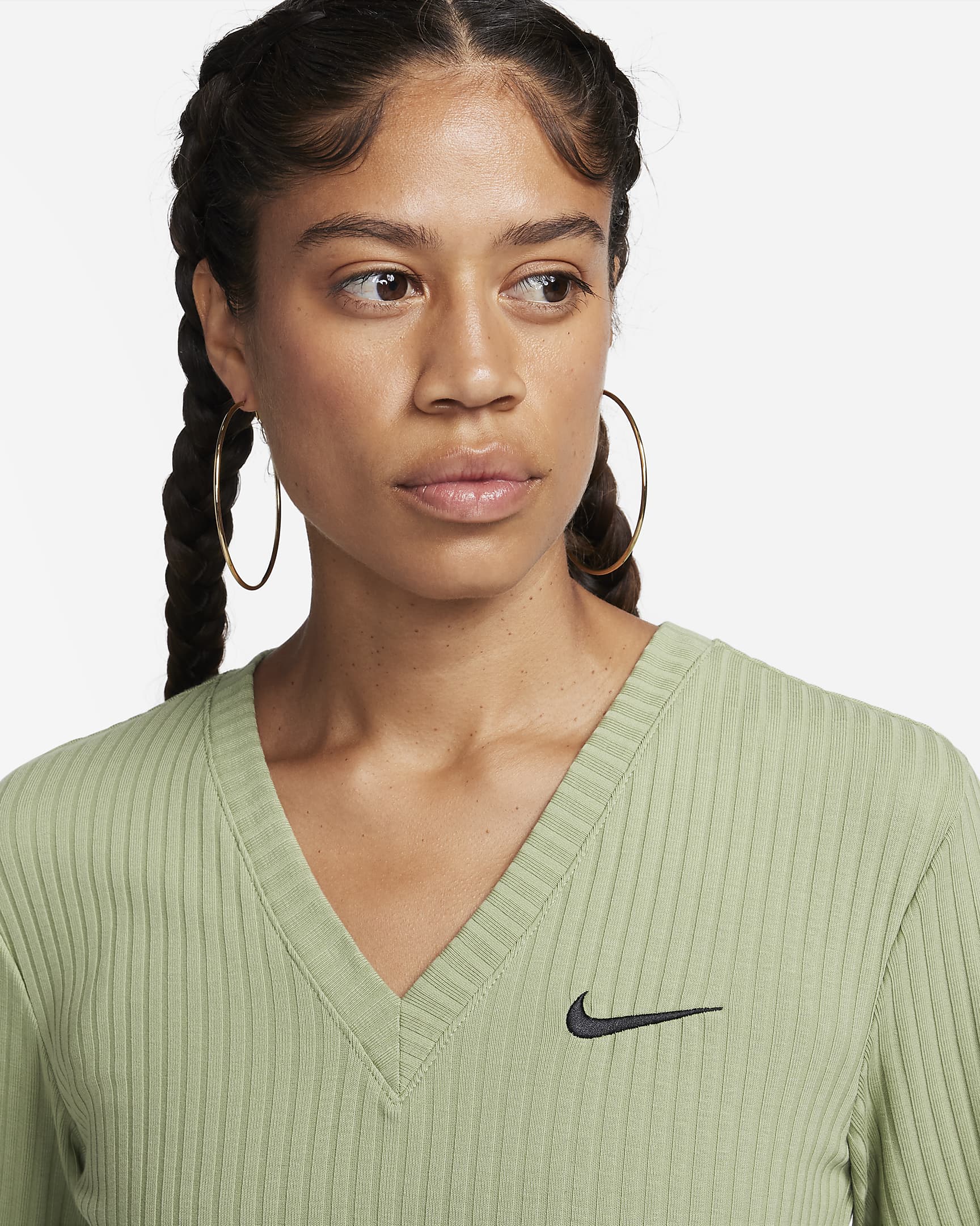 Дамска блуза NIKE W NSW RIB JRSY LS VNK TOP - Ballistic-sport