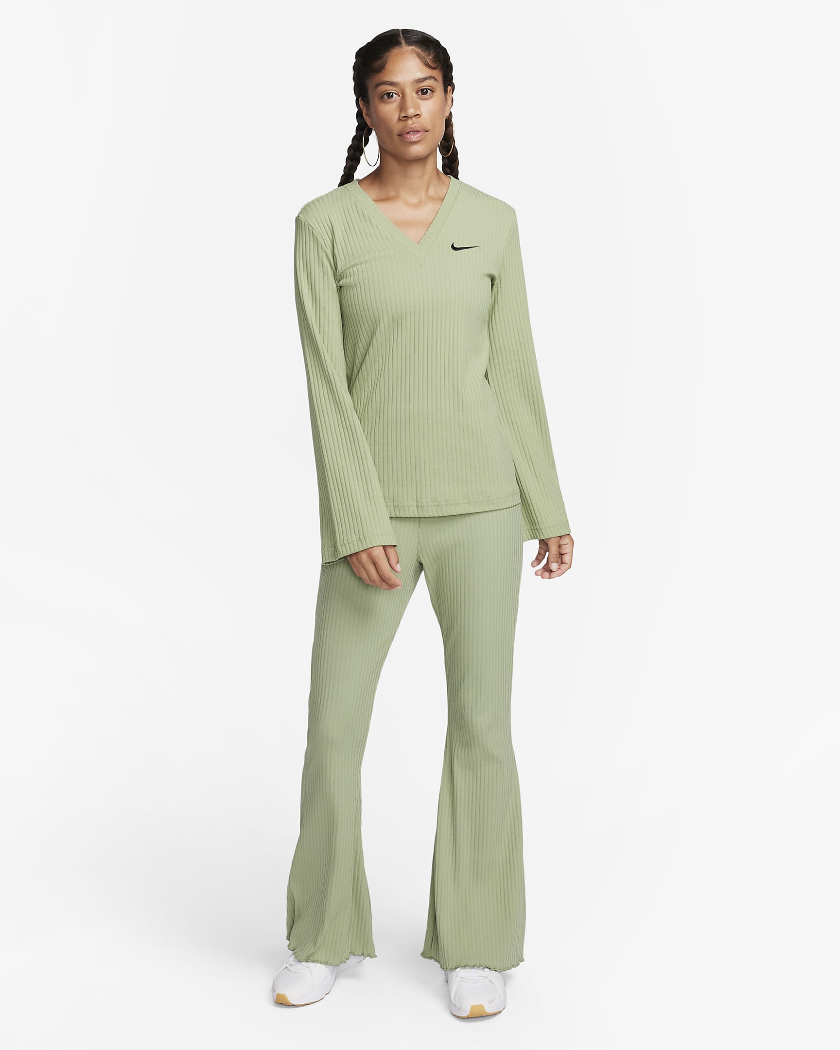 Дамска блуза NIKE W NSW RIB JRSY LS VNK TOP - Ballistic-sport