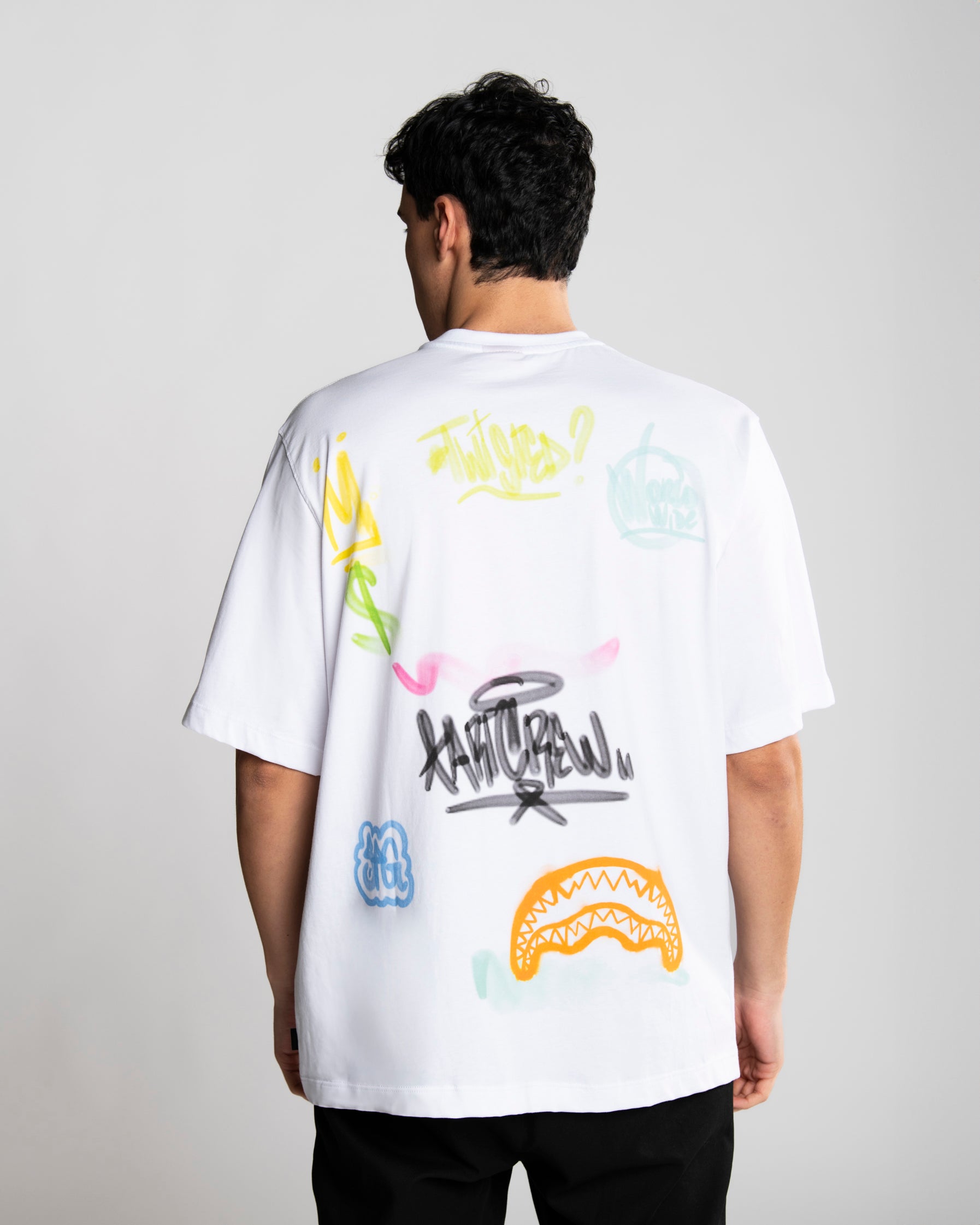 Image of Мъжкa Тениска SPRAYGROUND ART CREW OVER T-SHIRT WHITE SP698- Ballistic sport, Балистик